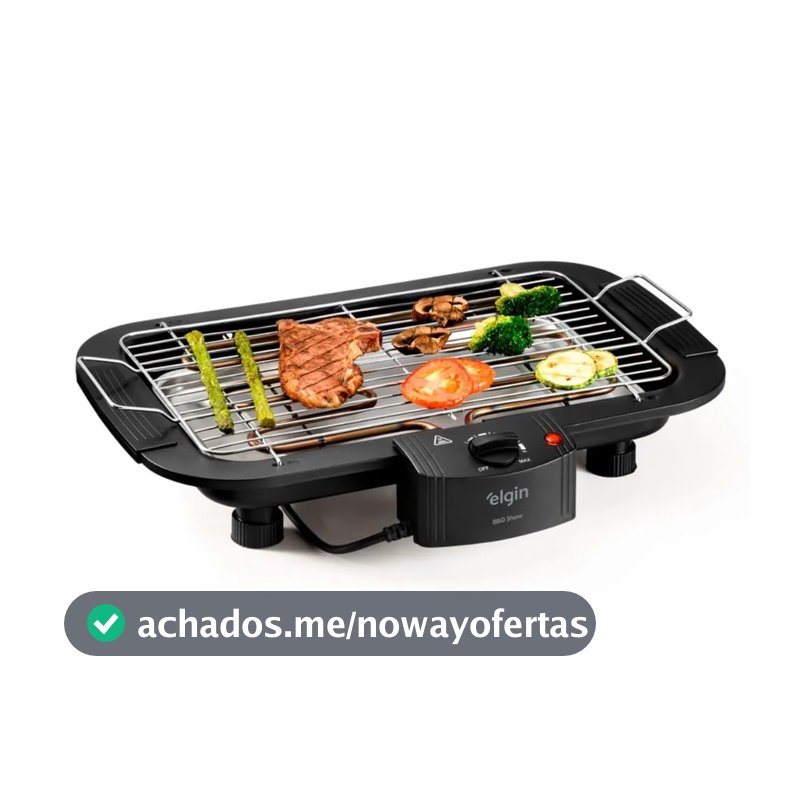 Churrasqueira Elétrica De Mesa Bbq Show Elgin 110V Com controle de temperatura, bandeja anti-fumaça e grelha removível