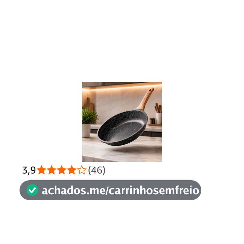Frigideira Cerâmica Antiaderente Premium Cabo de Madeira Ergonômico, Fundo de Indução, Compatível com Fogão a Gás, Elétrico, Indução, e Vitrocerâmico Cozimento Saudável Frita Sem Óleo