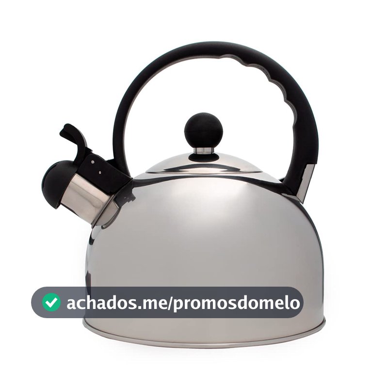 Mimo Style Chaleira Com Assobio de Alerta, Alça e Tampa Flip-up, Capacidade para 2 Litros e Acabamento Espelhado, Produzida em Aço Inox Resistente e Duradouro