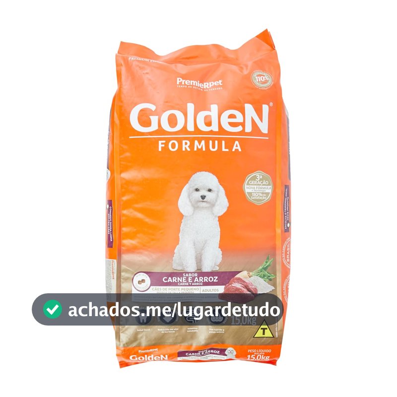 Ração Golden Fórmula Mini Bits para Cães Adultos Pequeno Porte Sabor Carne e Arroz, 15kg Premier Pet Para Todas Pequeno Adulto,