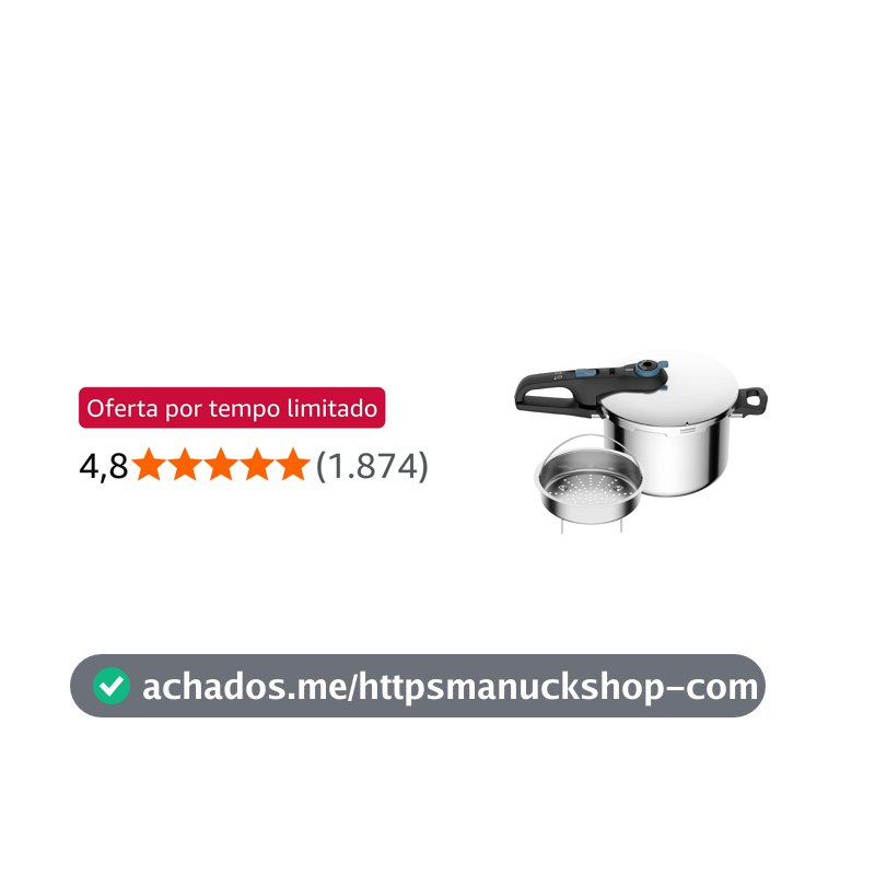 Panela De Pressão Rochedo Inox Trendy 6 litros Fechamento Externo Com Cesta De Vapor