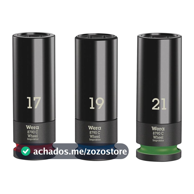 Wera - Conjunto de Soquetes de Impacto 1/2 Polegada - Kit 3 Peças - Chave de Roda Profissional