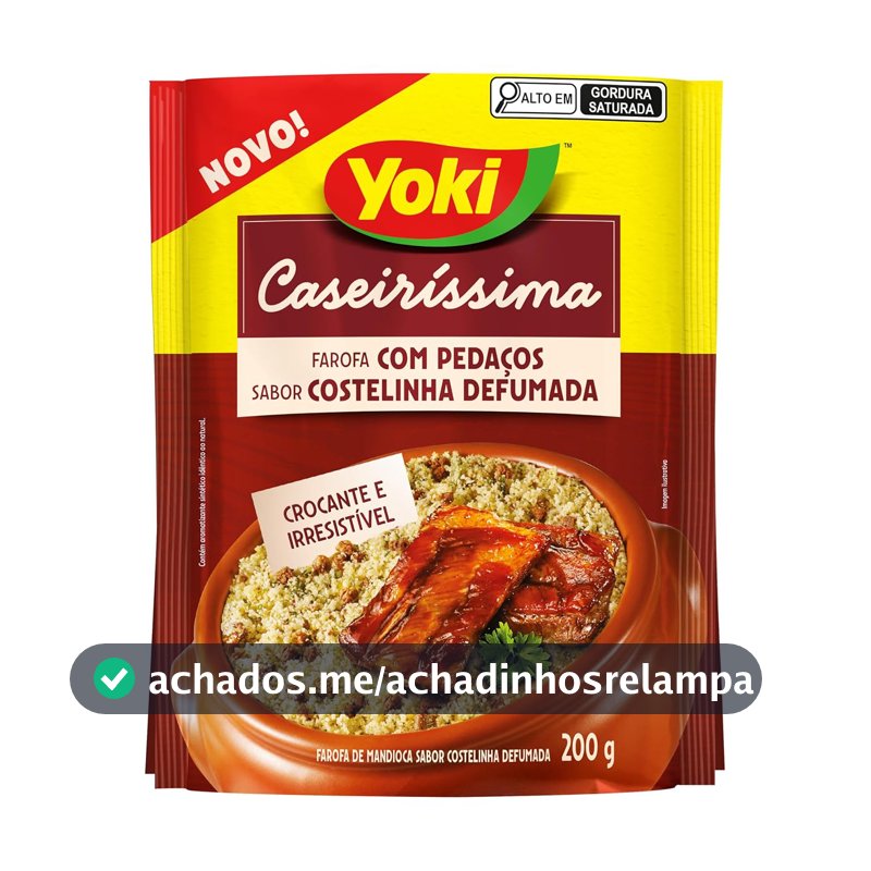 Farofa de Mandioca com Pedaços Crocante Costelinha Defumada Yoki Caseiríssima Pacote 200g