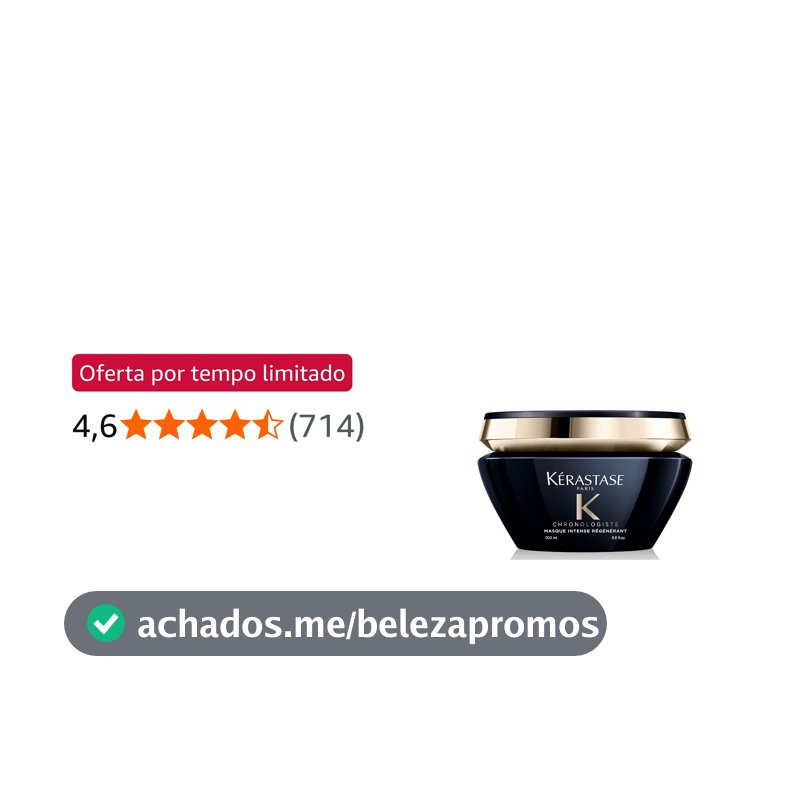 Kérastase Chronologiste Masque Intense Régénérant, Para Todos os Tipos de Cabelo, Regeneração e Hidratação Profunda, com Ácido Hialurônico e Vitamina E, 200ml
