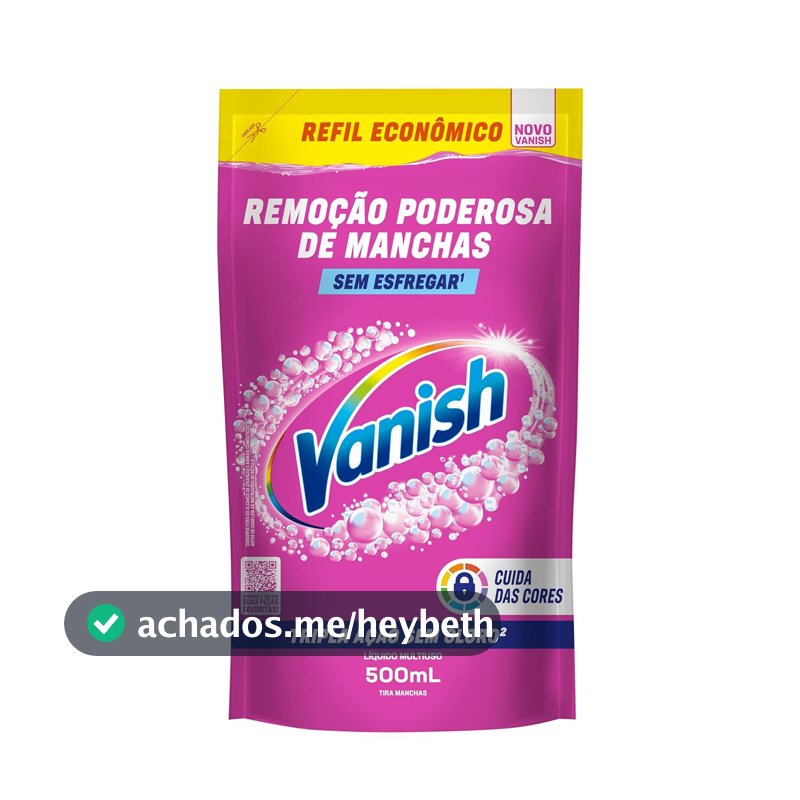 Tira Manchas Líquido Vanish Oxi Action Pink refil 500ml para Roupas Coloridas. Sem Cloro, Remove Manchas sem Danificar o Tecido, Preserva as Cores e Deixa as Roupas com Aparência de Novas