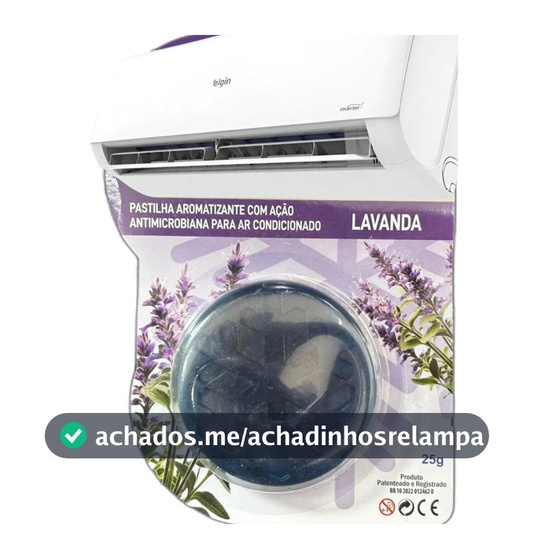 Pastilha Bactericida Aromatizante para Ar Condicionado Split – AROMA LAVANDA (25g) Higienizadora Ação Neutralizadora de odores Aroma Contínuo ELIMINA MAU CHEIRO