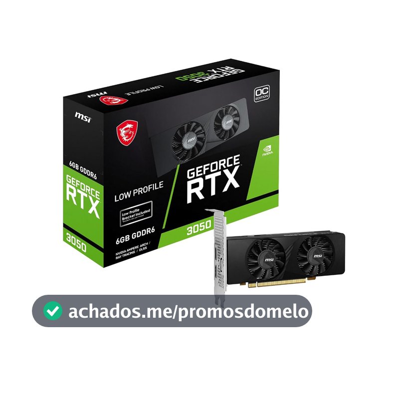 MSI GeForce RTX 3050 LP 6G OC (6GB GDDR6/PCI Express 4.0/1492MHz/14000MHz/Perfil baixo)