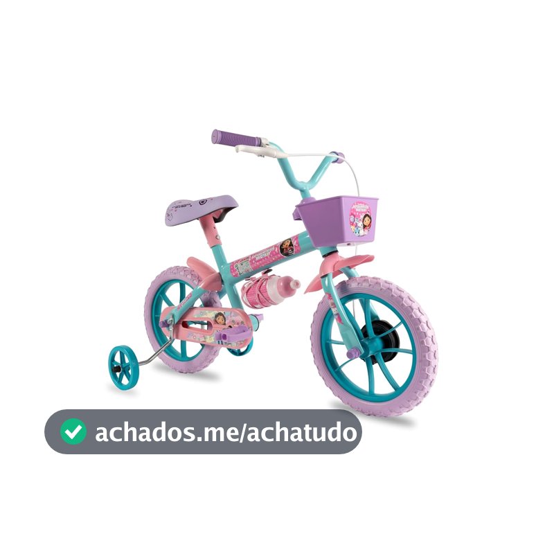 Verden Bicicleta Infantil Casa Magica Da Gabby Aro 12 com cestinha rodinhas de apoio e garrafinha