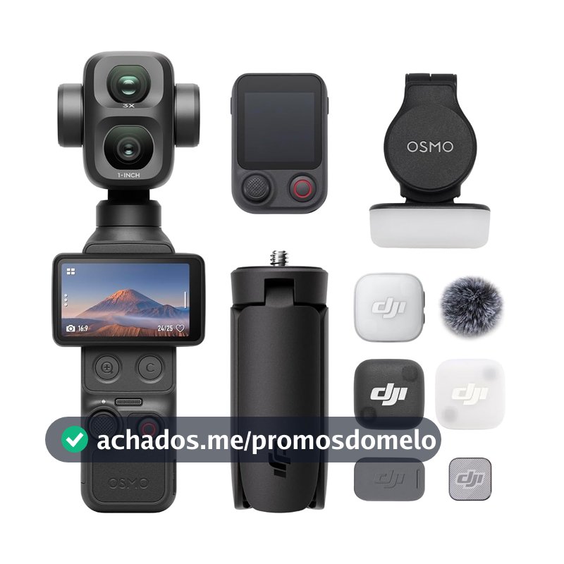 DJI Osmo Pocket 4P Vlog Combo, Câmera Vlog de Lente Dupla, Cinematic 4K