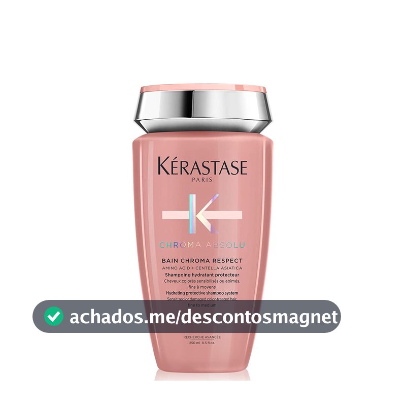 Kérastase Shampoo Chroma Absolu Bain Chroma Respect, Para Cabelos coloridos, Proteção de cor, Aminoácido, Centelha Asiática, 250 ml