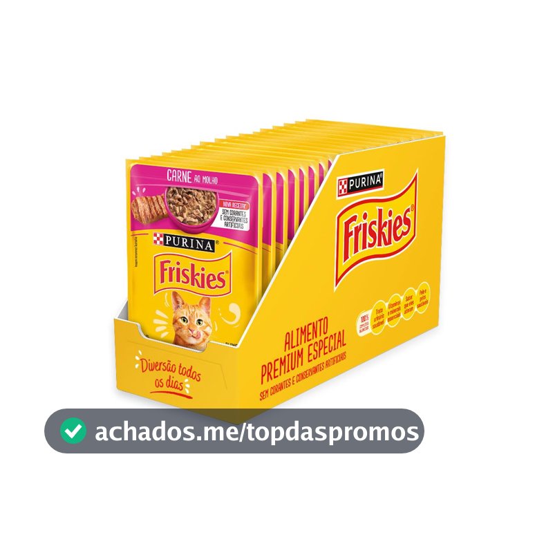 Pack Nestlé Purina Friskies Ração Úmida Para Gatos Adultos Carne Ao Molho - Com 15 Sachês 85g
