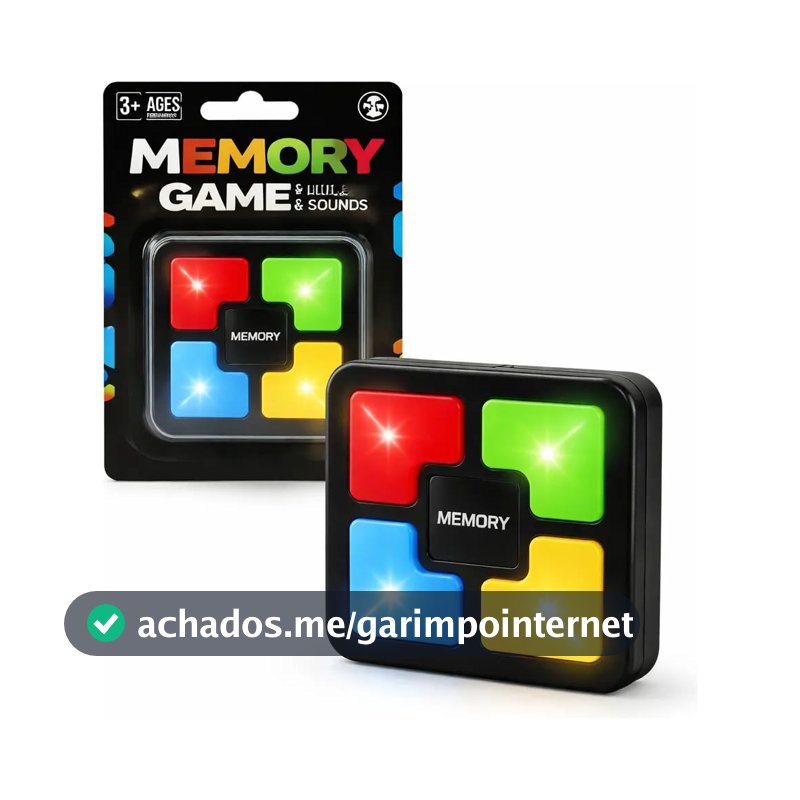 Jogo da Memória Eletrônico Compacto com Luz e Som Brinquedo Educativo Infantil Estilo Genius 4 Cores e 5 Níveis de Dificuldade Jogo Eletrônico de Memorizar Cores Eletronico, Brinquedo de Memorização