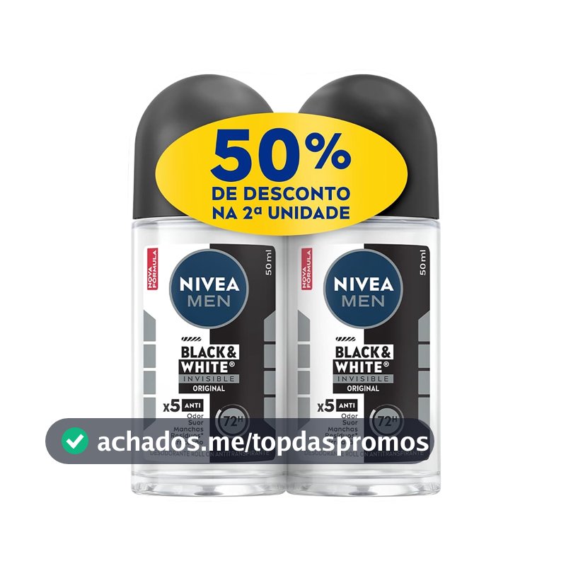 NIVEA Kit MEN Desodorante Antitranspirante Roll On Invisible for Black & White 50ml