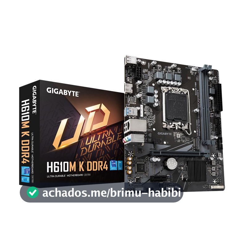 Gigabyte H610M K DDR4 Placa-Mãe Micro-ATX, Socket LGA 1700, DDR4, para Intel Core 12ª/13ª/14ª Geração