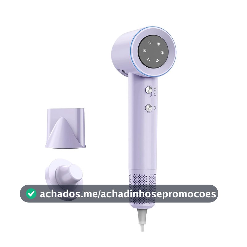 GOKOCO Secador De Cabelo Profissional 110v 127v, 120000 RPM High Speed Hair Dryer 1600W com Display Digital LED e Bocal de ar Magnético,GD029 Roxo