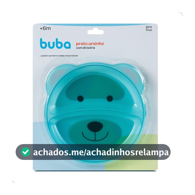 Buba Prato Ursinho Com Divisória Azul