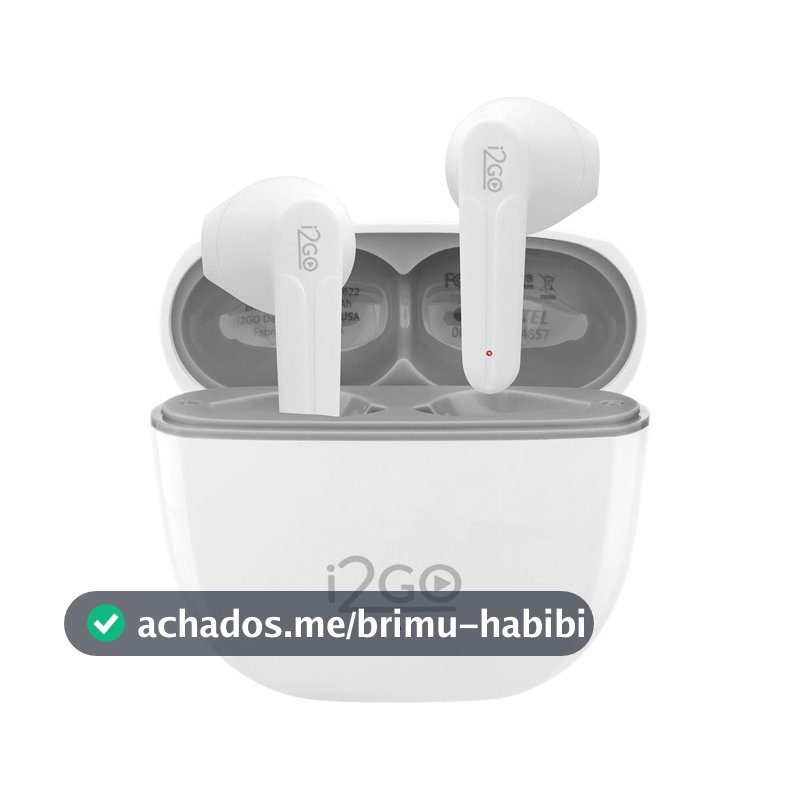 I2GO, Fone De Ouvido, TWS, Bluetooth, 20 Horas totais de Bateria, ENC, Air Sound Go 2.0, Branco, i2GO PRO