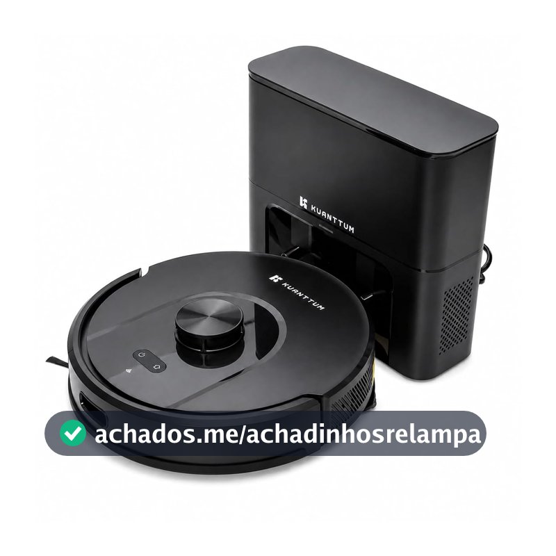 Robô Aspirador Inteligente Wi-Fi Kuanttum X10 Cor Preto 220V Integra Alexa Robot Vacuum MOP Passa Pano Mapeamento LDS 360 (Preto)