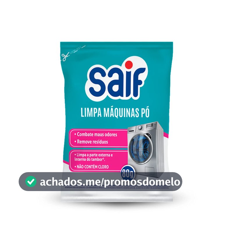 Limpa Máquinas De Lavar Em Pó Saif 80G, Higienizador De Máquina De Lavar Roupa, Azul Turquesa, Limpa As Partes Externa E Interna Do Tambor, Facilitando Sua Vida, Maximizando Toda Limpeza
