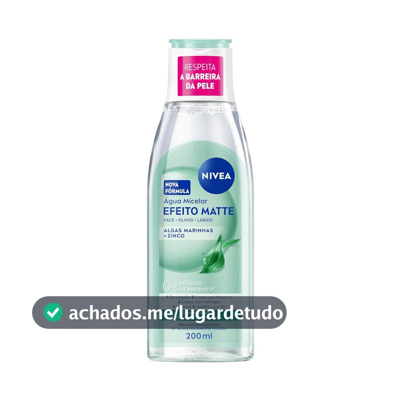 NIVEA Água Micelar Solução de Limpeza 7 em 1 Efeito Matte 200ml, Demaquila, Limpa Profundamente, Controla Oleosidade, Cuidado Facial, Pele Mista e Oleosa