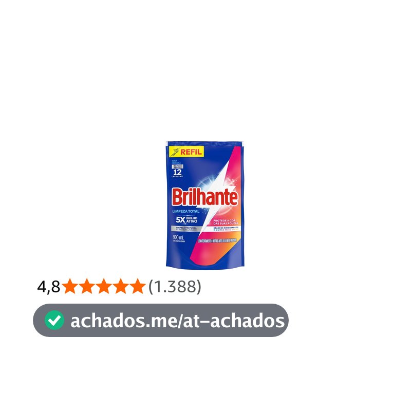 Brilhante Sabão Liquido Limpeza Total Refil 900 Ml