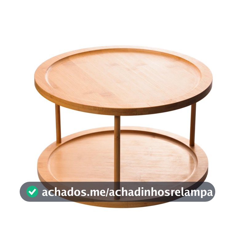LYOR - Organizador Giratório 2 Andares de Bambu 30cm x 30cm x 18,5cm