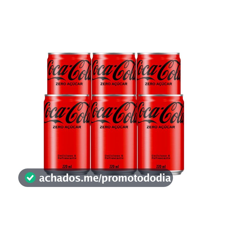Pack de Coca-Cola sem açucar Lata 220mL 6 unidades