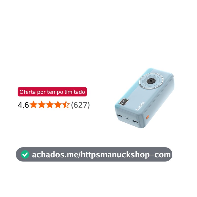 Power Bank 30000mAh, Basike Carregador Portátil com Cabo (Azul)