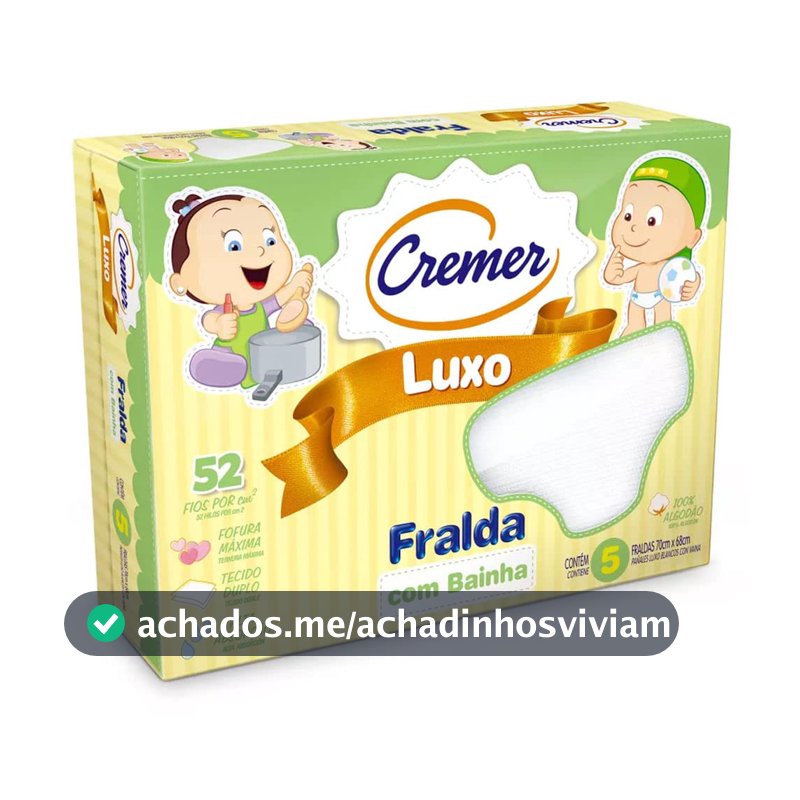 Cremer Fralda Luxo Com Bainha Pc Com 5 Unidades (Embalagem Pode Variar)