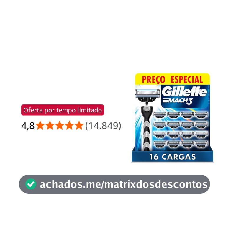 Gillette Mach3 Carga para Aparelho de Barbear 16 Unidades