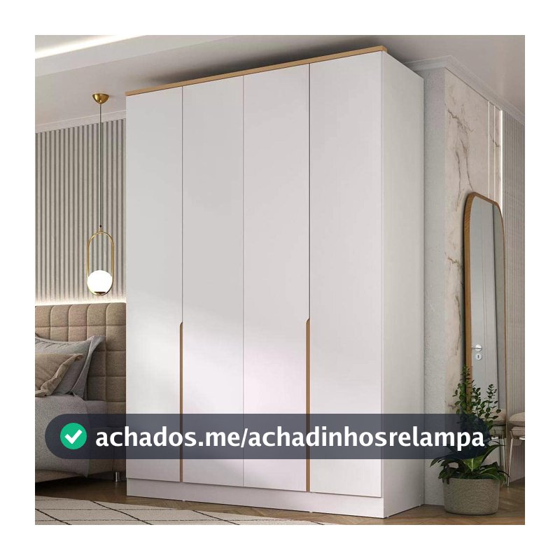 Guarda Roupa 4 Portas 2 Gavetas Logan Mambel Branco/Olmo