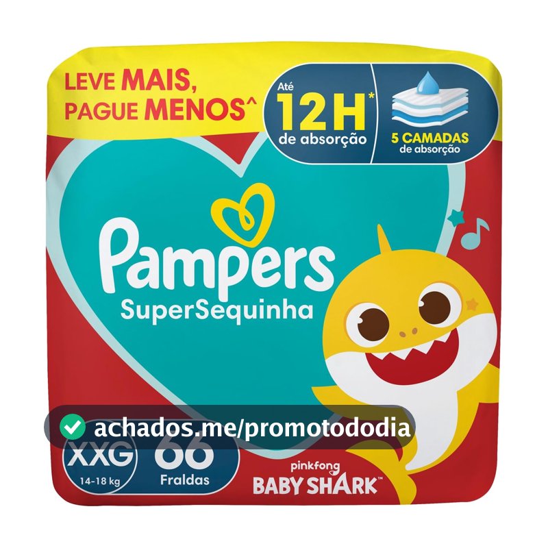Fralda Pampers Supersequinha Tamanho XXG 66 Unidades