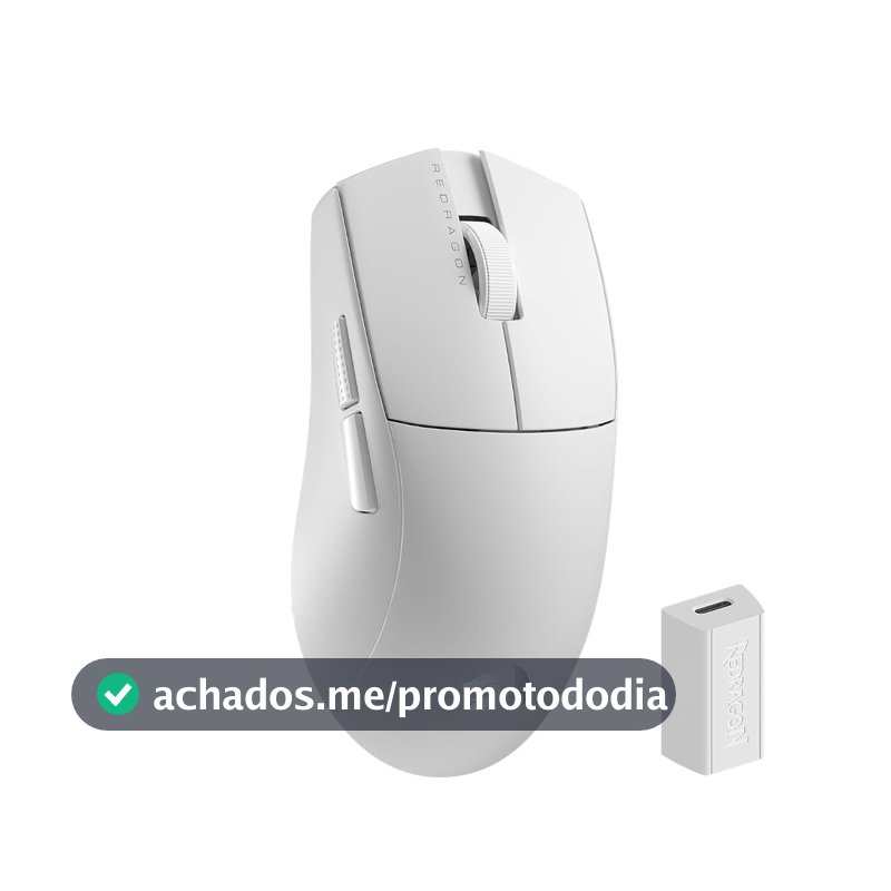 Mouse Gamer sem fio Redragon King Pro 4k Branco PAW3395 4000Hz M916W-PRO-4K