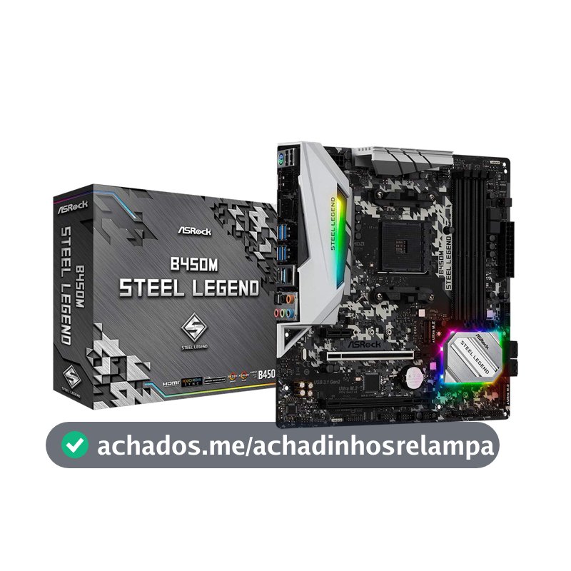 Placa Mãe AM4/USB 3.1/Type-C/Displayport, HDMI, ASRock, B450M Steel Legend