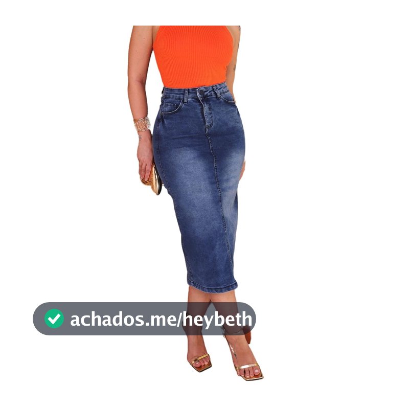 Saia Jeans Feminina Midi Longa Cintura Alta Com Elastano
