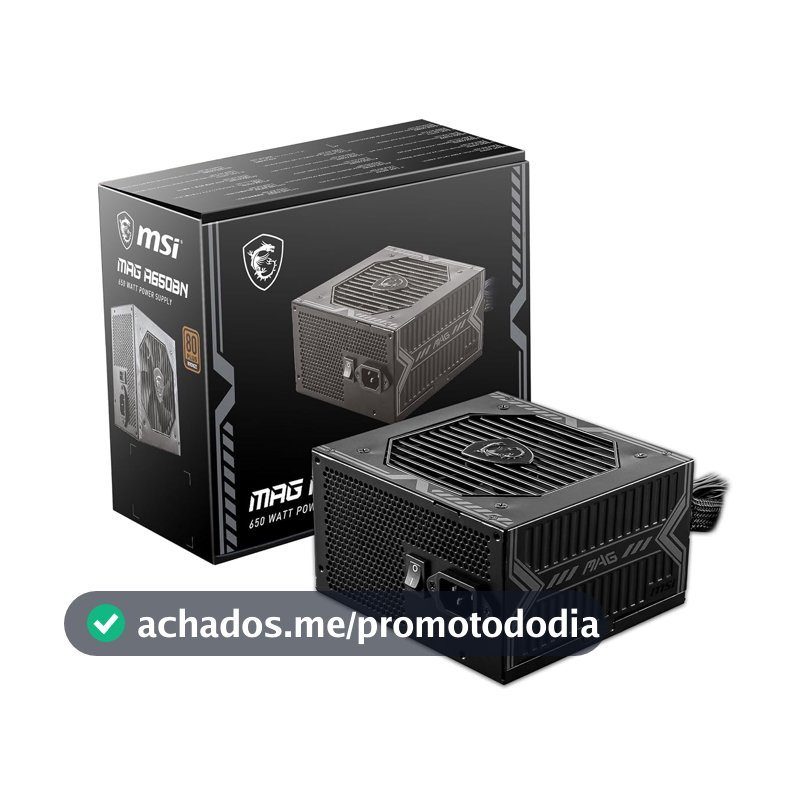 Fonte de Alimentação MSI MAG A650BN - 650W, 80 Plus, Bronze, PFC Ativo