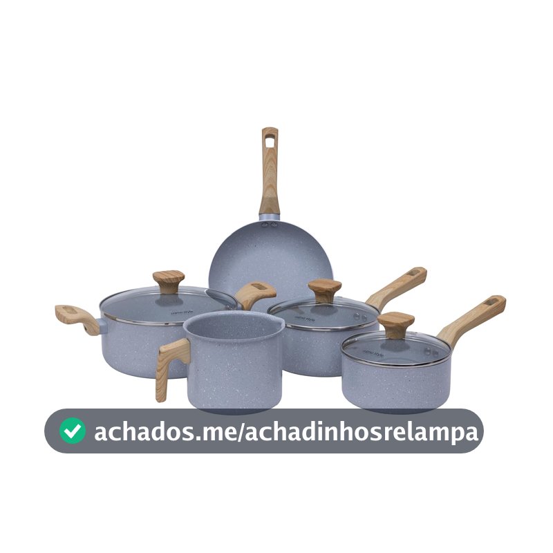 Mimo Style, Conjunto de 5 Panelas com Tampa de Vidro Temperado Pratic Cook Grafite