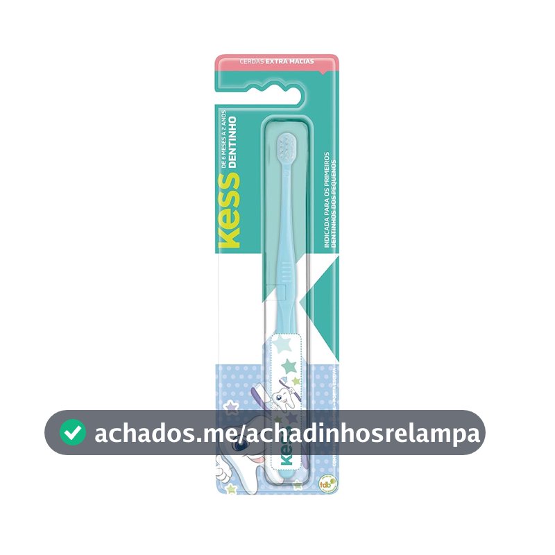 Escova Dental Infantil Dentinho com Estojo Protetor, Kess, Azul/Rosa