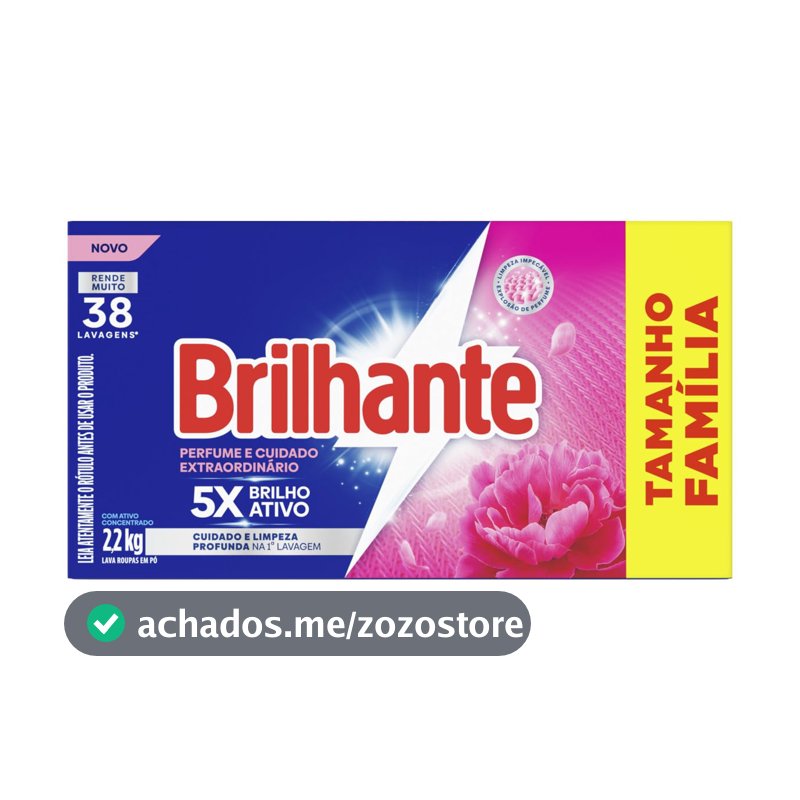 Brilhante Lava-Roupas em Pó Perfume e Cuidado Extraordinário 2,2kg