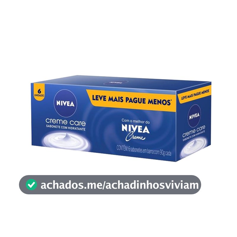 Sabonete em Barra NIVEA Creme Care, 90g, Pack com 6 Unidades