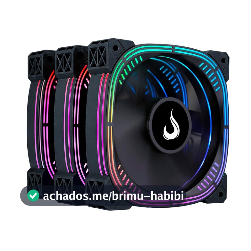 Kit com 3 Ventoinhas Gamer Rise Mode Aura Pro Black ARGB 5v 120mm - RM-AUB-02-ARGB