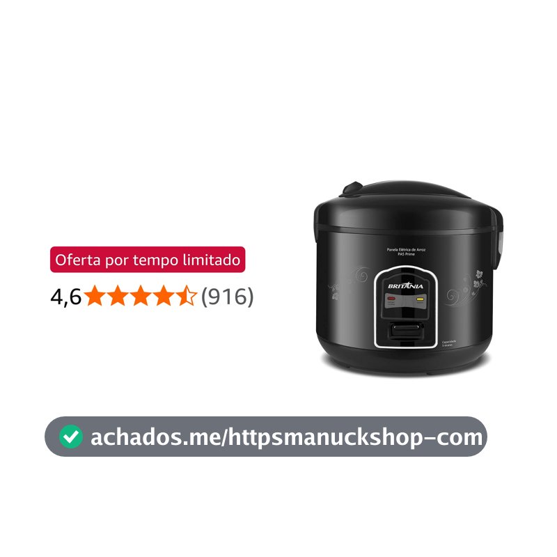 Britânia Panela Arroz, PA5 Prime, 400W, Preto, 220v, 5 cups