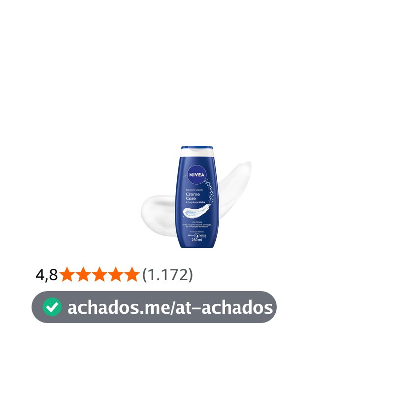 NIVEA Sabonete Líquido Creme Care 250ml, Limpeza Suave, Banho, Hidrata e Protege, Uso Diário, Todas as Peles