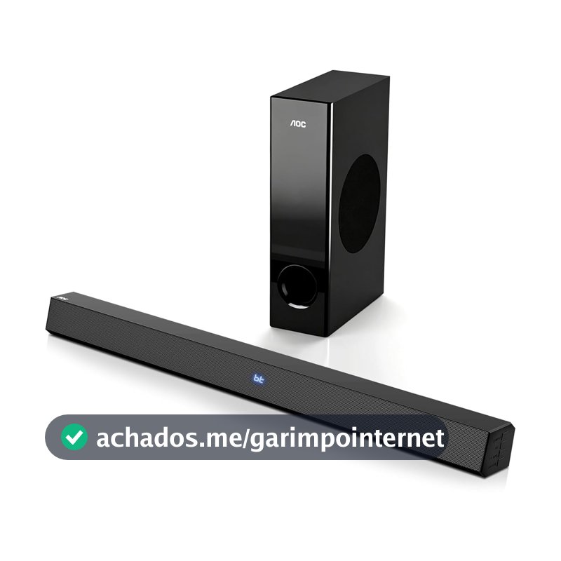 AOC ACS3410 Soundbar 2.1 Canais Home Theater - 3D Surround 360°, 85W, Subwoofer Incluso + Controle Remoto, Bluetooth+HDMI, Compatível com Diversos Dispositivos