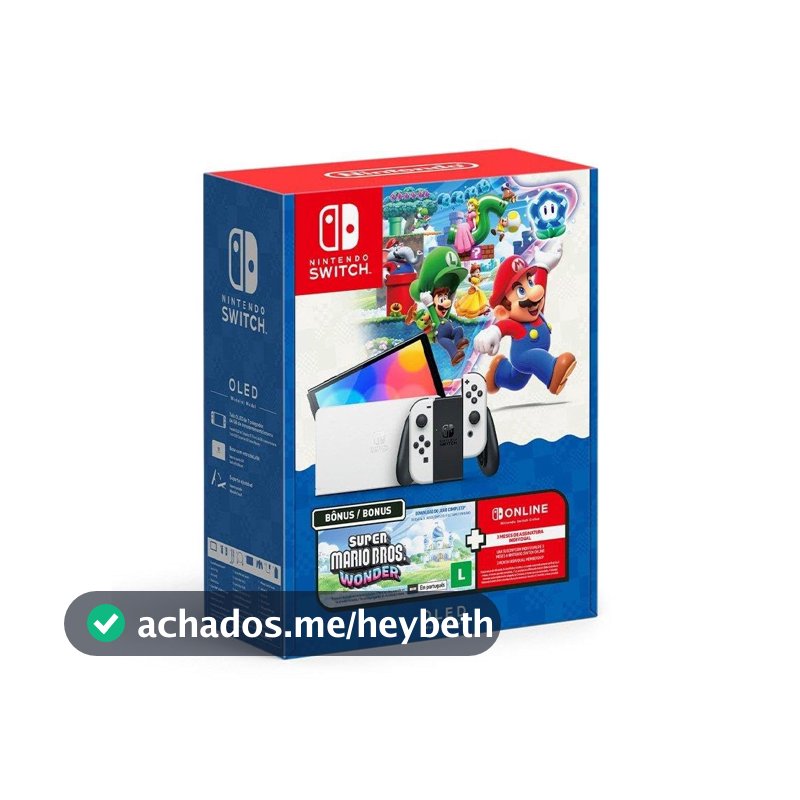 Bundle Nintendo Switch OLED + Super Mario Bros Wonder + 3 Meses de Assinatura Nintendo Switch Online