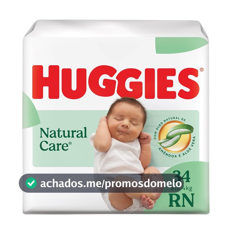 Huggies Fralda Descartável Premium Natural Care RN - 34 Un