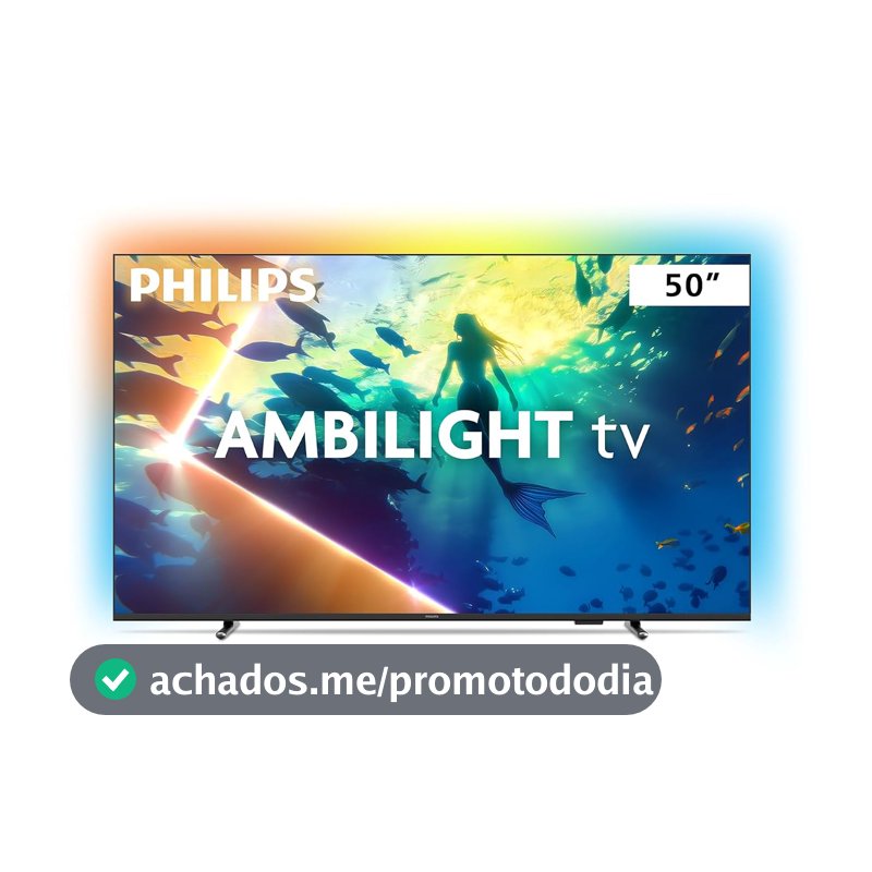 PHILIPS, Smart TV Ambilight 50" 4K, Titan OS, 50PUG8100/78, Comando de Voz, HDR10+/Dolby Atmos, VRR/ALLM, Bluetooth