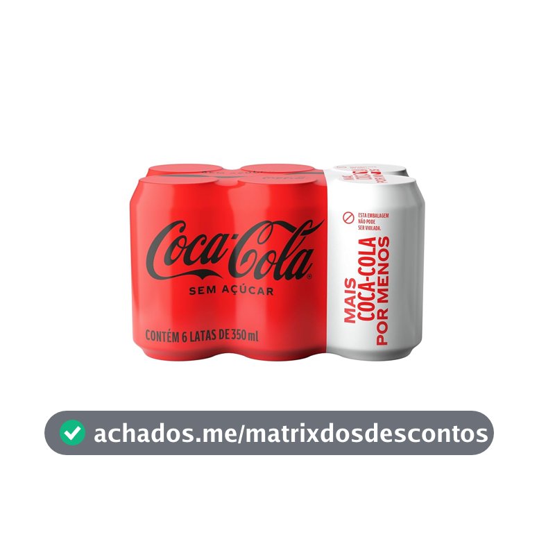 Pack de Coca-Cola sem Açúcar 350Ml 6 unidades