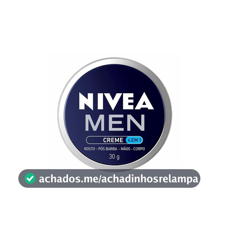 NIVEA MEN Creme 4 em 1 30g, Hidratação Intensa, Evita Ressecamento, Corporal, Facial, Mãos, Pós Barba, Pele Normal e Extrasseca