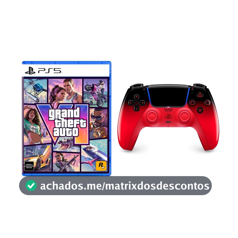 Bundle GTA VI PlayStation 5 + Controle sem fio PlayStation DualSense™ Techno Red